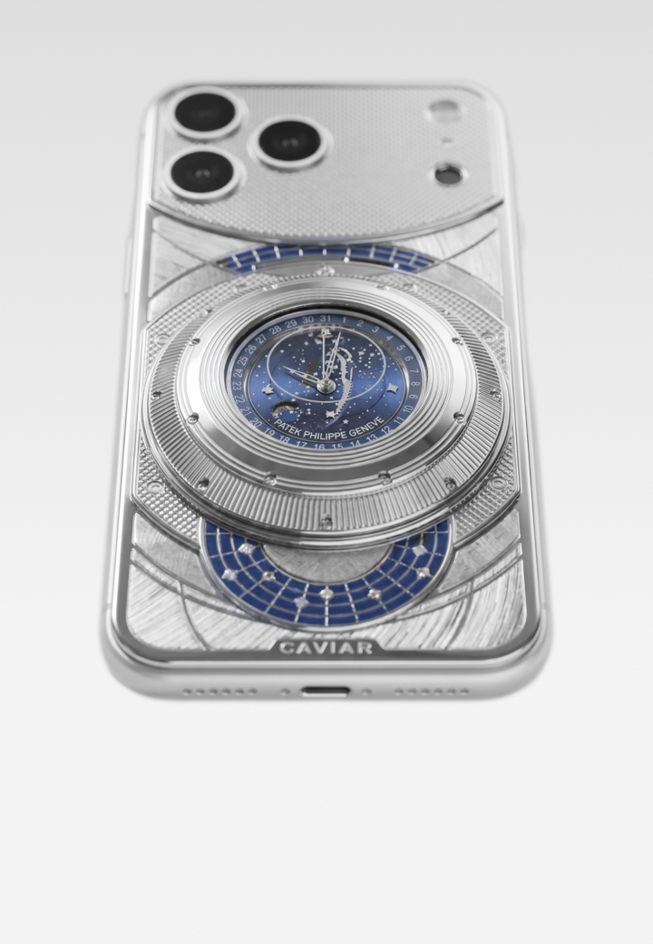 Fully assembled smartphone with the timepiece Celestial