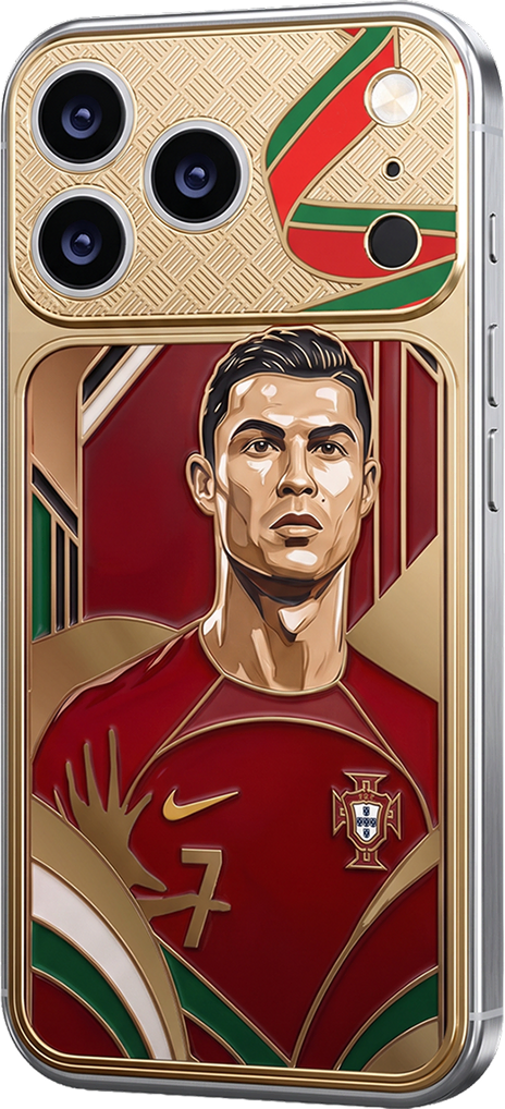 iPhone featuring an enamel portrait of Cristiano Ronaldo