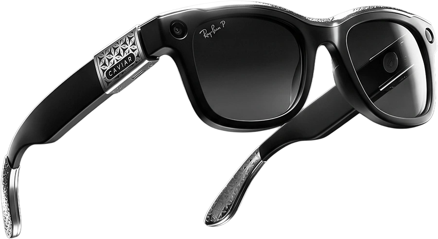 The same glasses in the silver edition: the accents and Caviar plaque are crafted in white metal