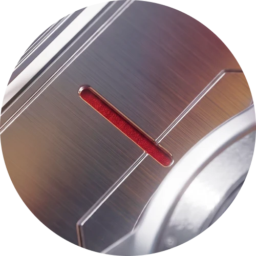 Red indicator line and exposed screws on the body